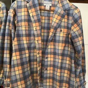 Pendleton Wool Shirt in Blue and Orange Plaid